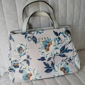 Guess Blue and Cream Floral Tote